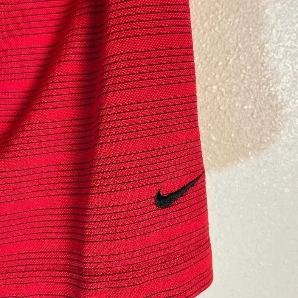 Nike Golf Polo Shirt Mens Extra Large Red Striped Short Sleeve Dri Fit Golfer